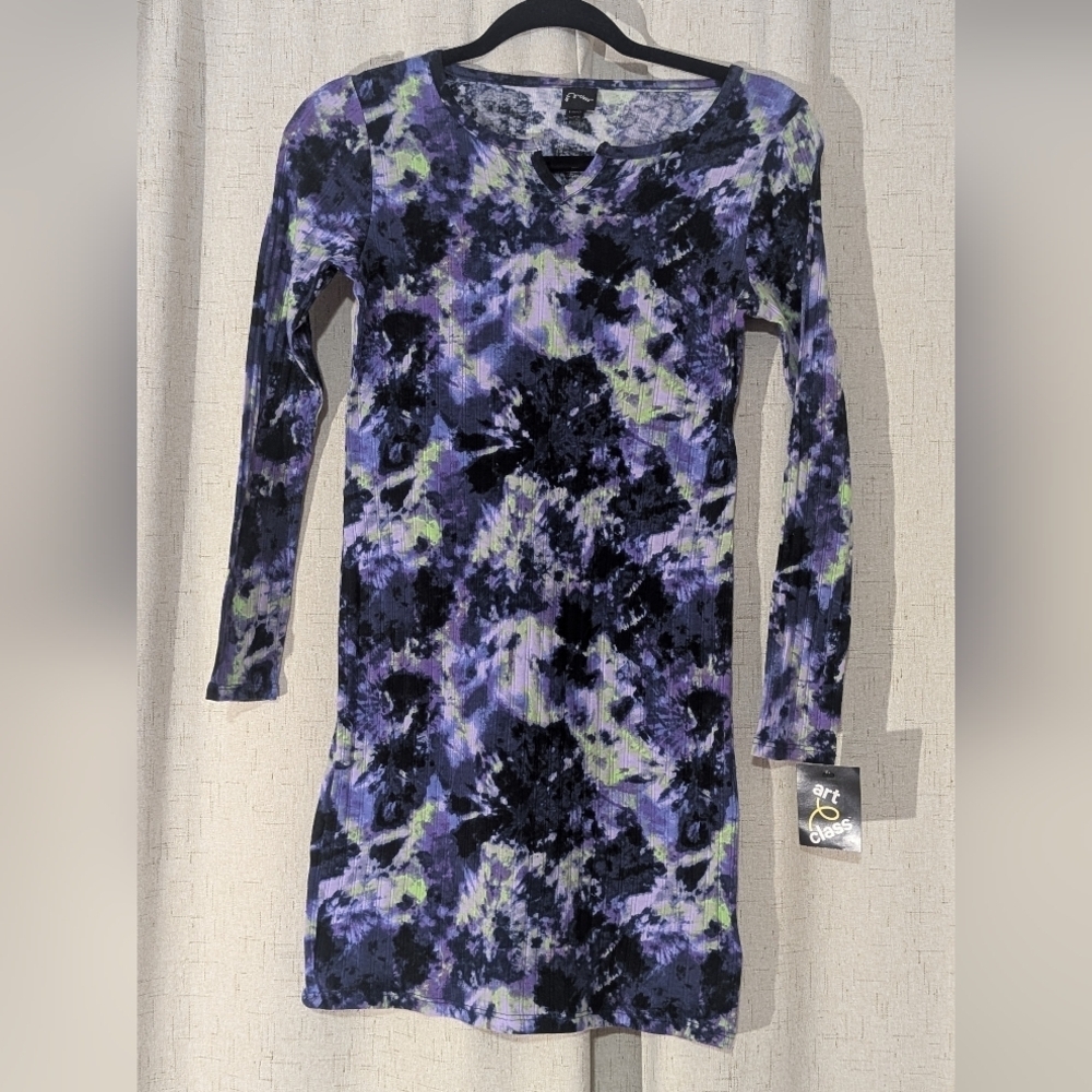 Art Class Purple and Black Tie-Dye Dress Kids Size L 10/12